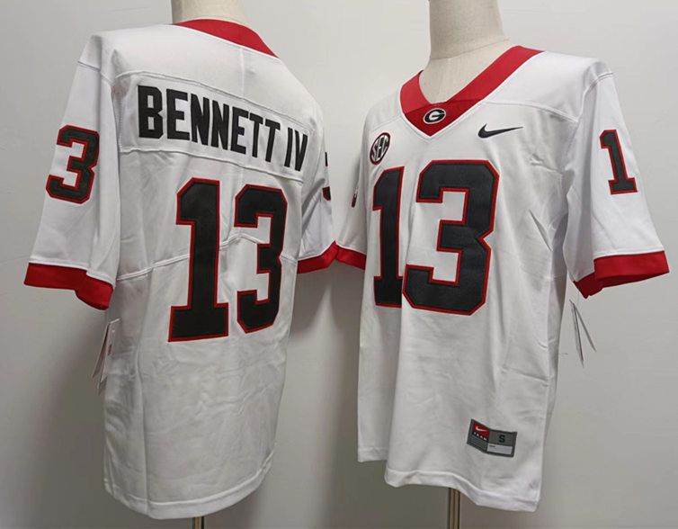 Men Georgia Bulldogs #13 Bennett IV White 2024 Nike Vapor NCAA Jersey style 1->->NCAA Jersey